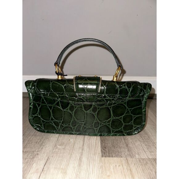 Balmain Blaze Smooth Calf Leather Medium Flap Clutch Crossbody Bag Green $2650 - Picture 7 of 16